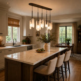 Alabaster Linear Chandelier for Kitchen Island & Dining Room – 5-Light Modern Pendant Light by Franing - Chandelier .SHOP ALL .Alabaster,Island counter/dining room