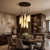 Alabaster Modern Cylindrical Round Chandelier by Franing - SHOP ALL,CEILING,Alabaster