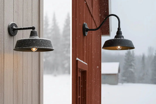Straight Arm vs Gooseneck Barn Lights: Which Outdoor Barn Light Is Right for Your Home? - Franing