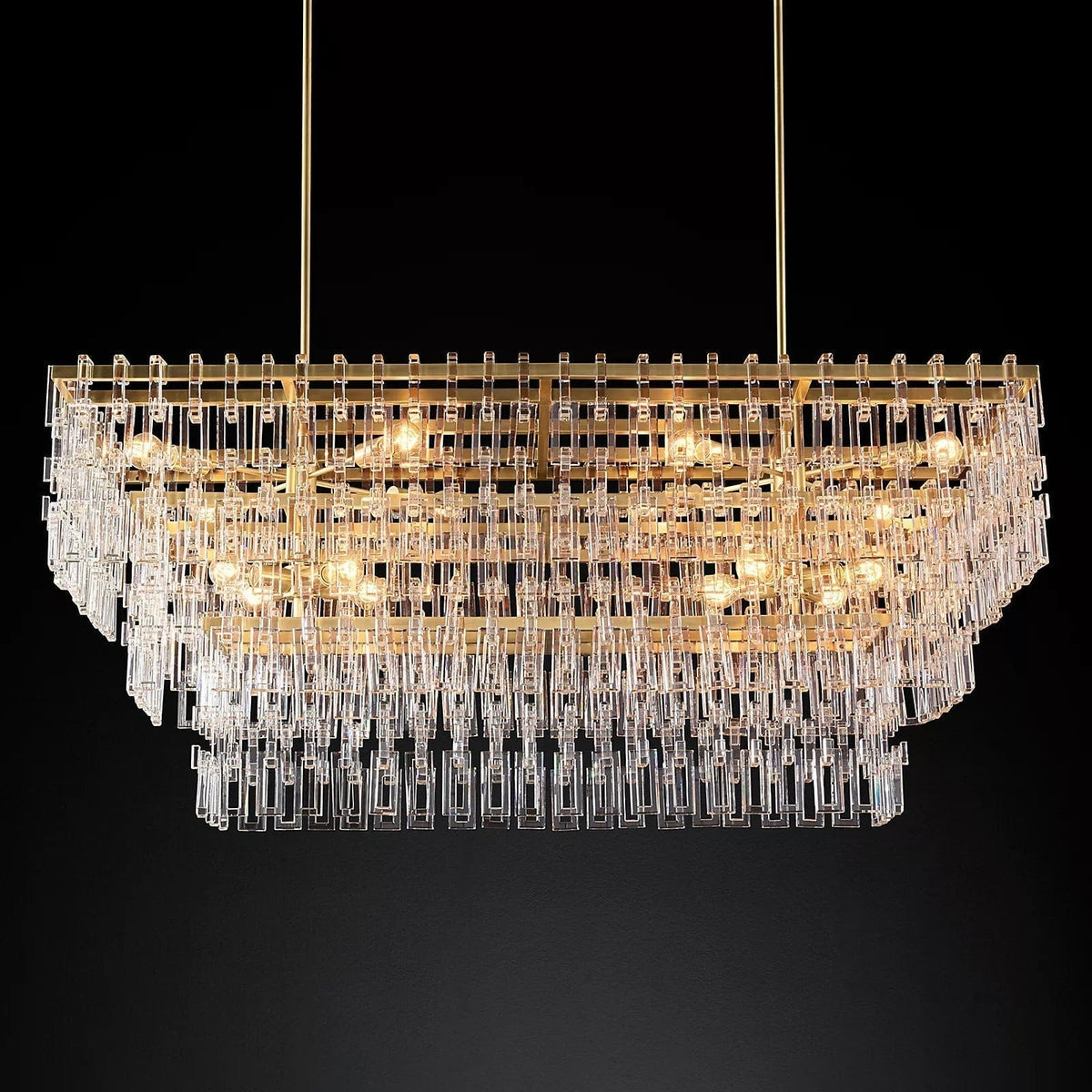 Mariogold Multi-Tier Crystal Chain Rectangle Chandelier 60" 72" - Franing