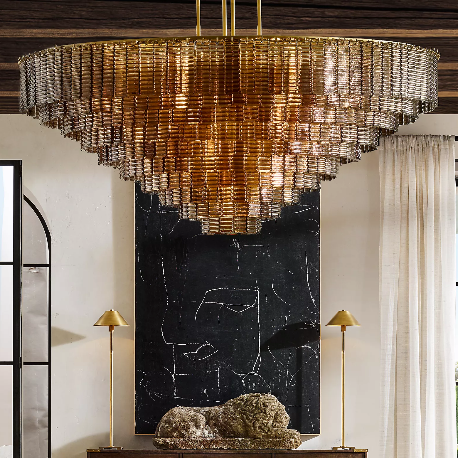 Siren Glass Round Chandelier 65" - Franing
