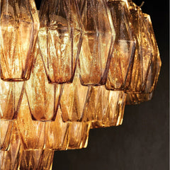 Chiara Glass Multi-Tier Rectangular Chandelier 54"W - Franing