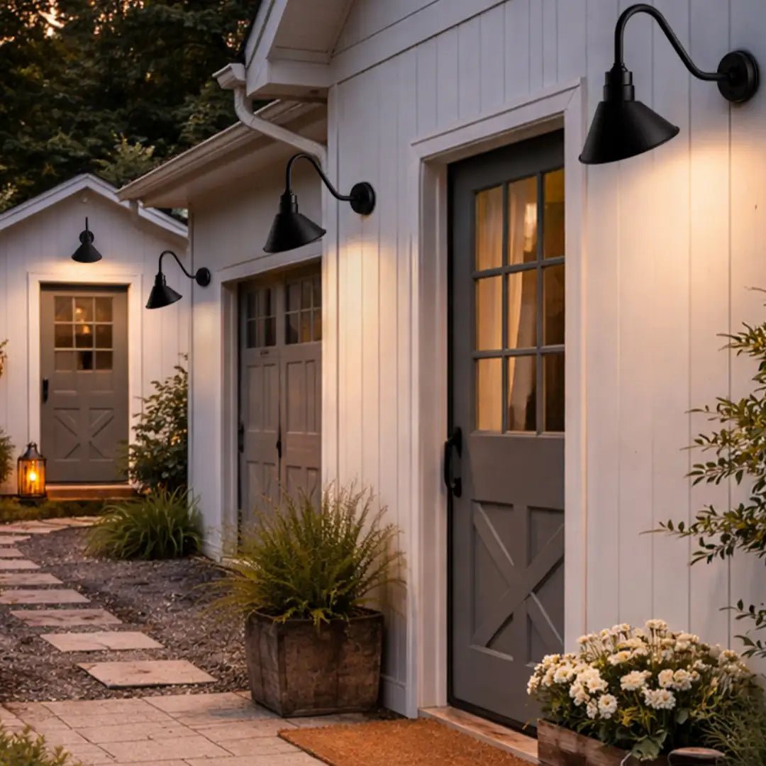 10" Gooseneck Barn Light with Extended Arm - Best for small storefronts, entry signs, boutique signage, and decorative facade lighting (1/2/4/6 Pack) by Franing - SHOP ALL,WALL,BARN，Metal wall light