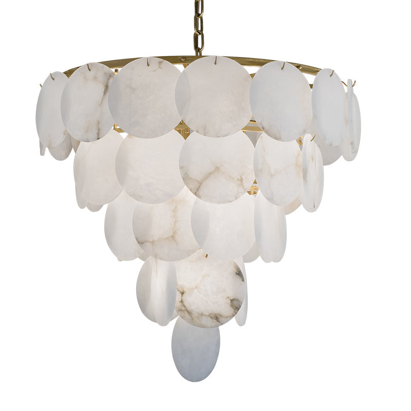 Round Chandelier with Exquisite Alabaster Disks - Franing