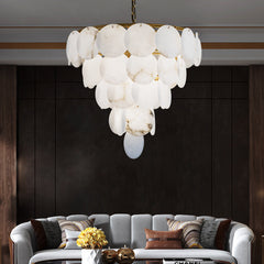 Round Chandelier with Exquisite Alabaster Disks - Franing