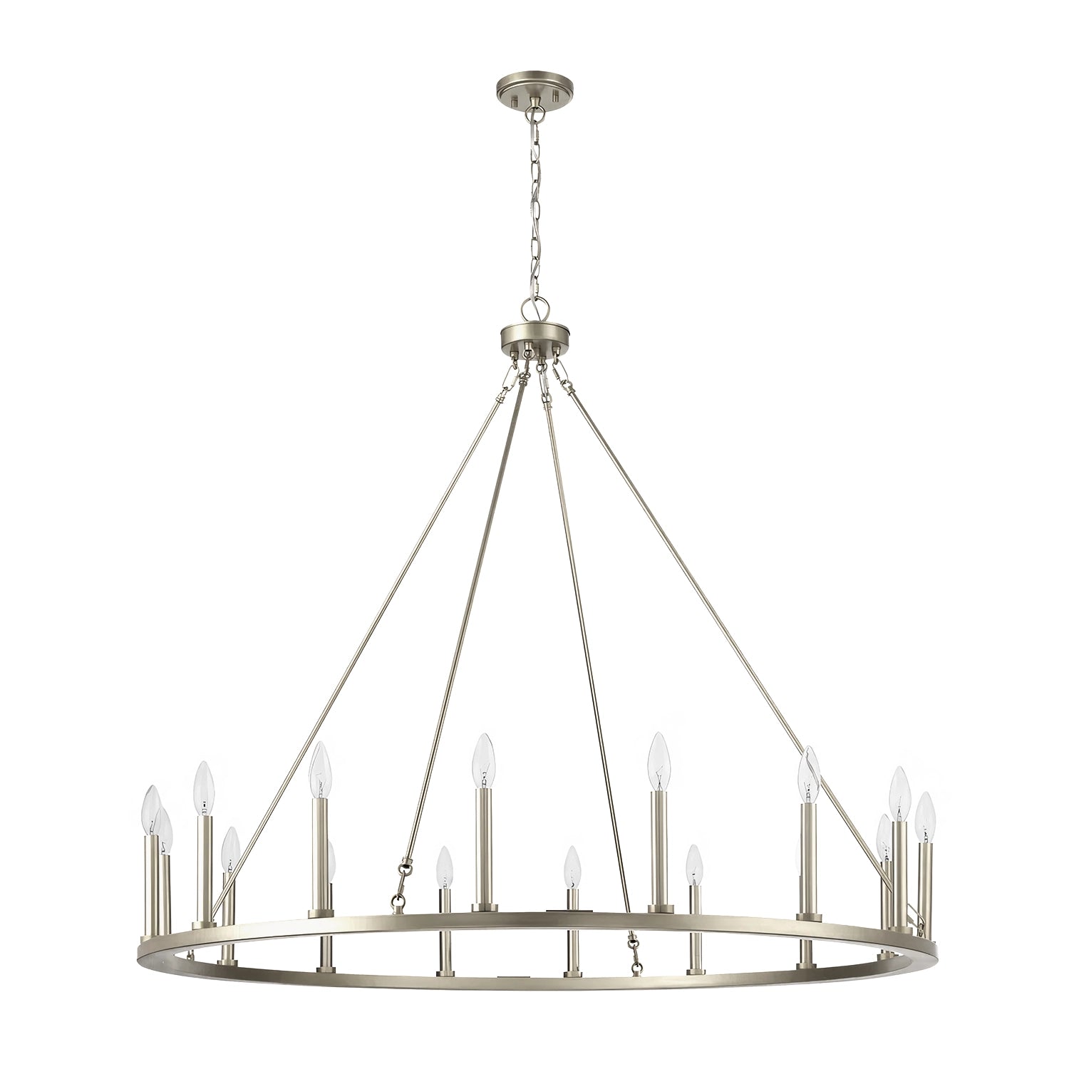Adriana 19th-C English Wagon Wheel Chandelier, 36″–72″, 10–20 Lights | Farmhouse Metal by Franing