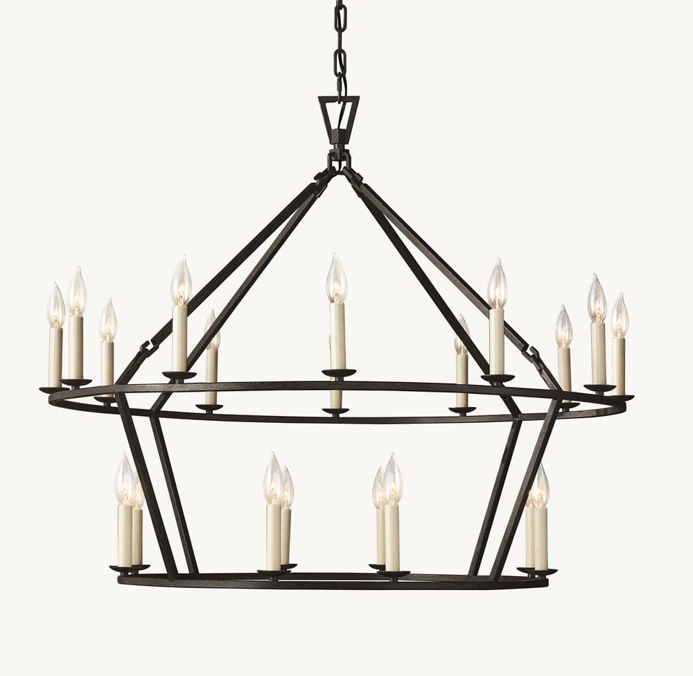 19TH C. ENGLISH OPENWORK TWO - TIER ROUND CHANDELIER 40" by Franing - Chandelier,SHOP ALL,metal chandelier,Farmhouse