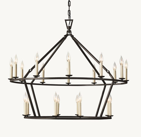 19TH C. ENGLISH OPENWORK TWO - TIER ROUND CHANDELIER 40" by Franing - Chandelier,SHOP ALL,metal chandelier,Farmhouse