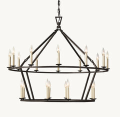 19TH C. ENGLISH OPENWORK TWO - TIER ROUND CHANDELIER 40" by Franing - Chandelier,SHOP ALL,metal chandelier,Farmhouse