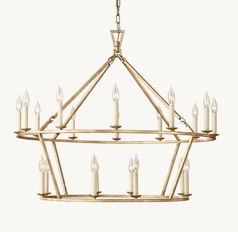 19TH C. ENGLISH OPENWORK TWO - TIER ROUND CHANDELIER 40" by Franing - Chandelier,SHOP ALL,metal chandelier,Farmhouse