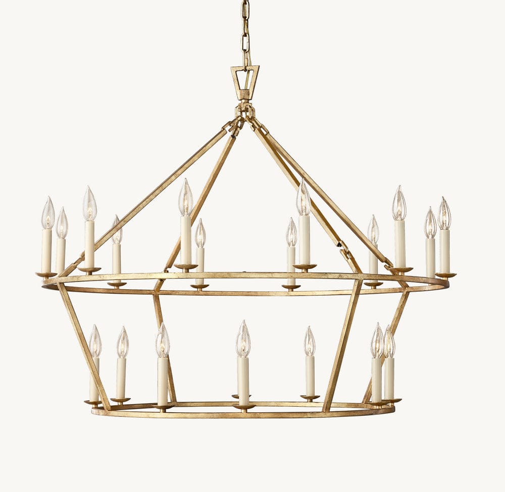 19TH C. ENGLISH OPENWORK TWO - TIER ROUND CHANDELIER 40" by Franing - Chandelier,SHOP ALL,metal chandelier,Farmhouse