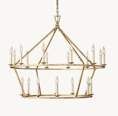 19TH C. ENGLISH OPENWORK TWO - TIER ROUND CHANDELIER 40" by Franing - Chandelier,SHOP ALL,metal chandelier,Farmhouse
