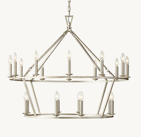 19TH C. ENGLISH OPENWORK TWO - TIER ROUND CHANDELIER 40" by Franing - Chandelier,SHOP ALL,metal chandelier,Farmhouse