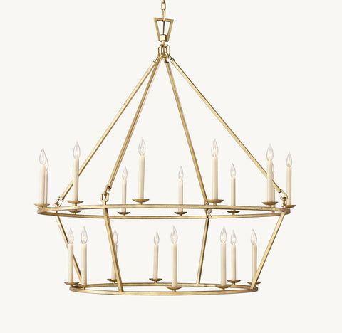 19TH C. ENGLISH OPENWORK TWO - TIER ROUND CHANDELIER 50" by Franing - Chandelier,SHOP ALL,metal chandelier,Farmhouse