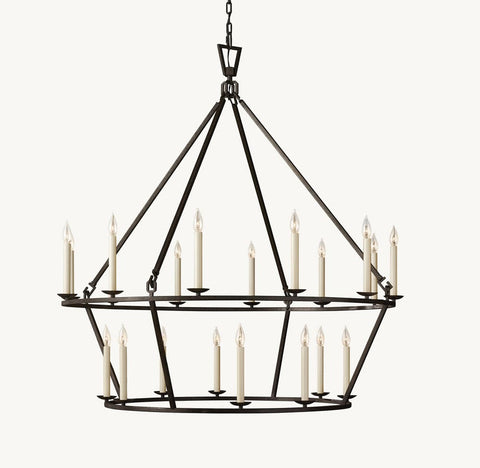 19TH C. ENGLISH OPENWORK TWO - TIER ROUND CHANDELIER 50" by Franing - Chandelier,SHOP ALL,metal chandelier,Farmhouse