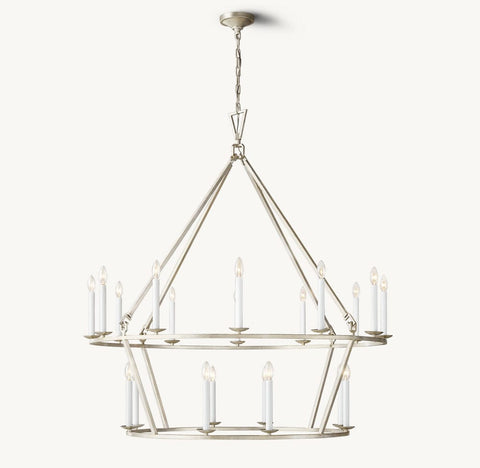 19TH C. ENGLISH OPENWORK TWO - TIER ROUND CHANDELIER 50" by Franing - Chandelier,SHOP ALL,metal chandelier,Farmhouse