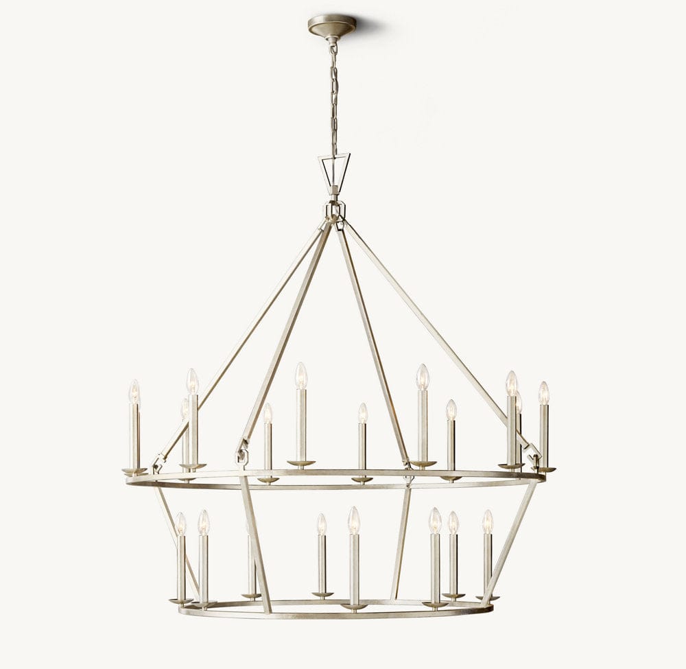 19TH C. ENGLISH OPENWORK TWO - TIER ROUND CHANDELIER 50" by Franing - Chandelier,SHOP ALL,metal chandelier,Farmhouse