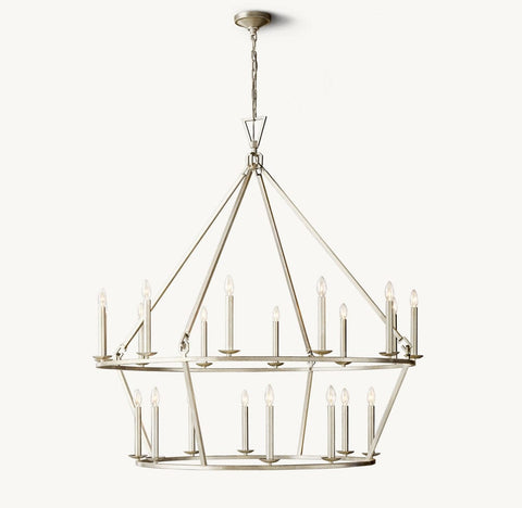 19TH C. ENGLISH OPENWORK TWO - TIER ROUND CHANDELIER 50" by Franing - Chandelier,SHOP ALL,metal chandelier,Farmhouse