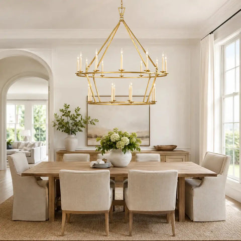 19TH C. ENGLISH OPENWORK TWO - TIER ROUND CHANDELIER 50" by Franing - Chandelier,SHOP ALL,metal chandelier,Farmhouse