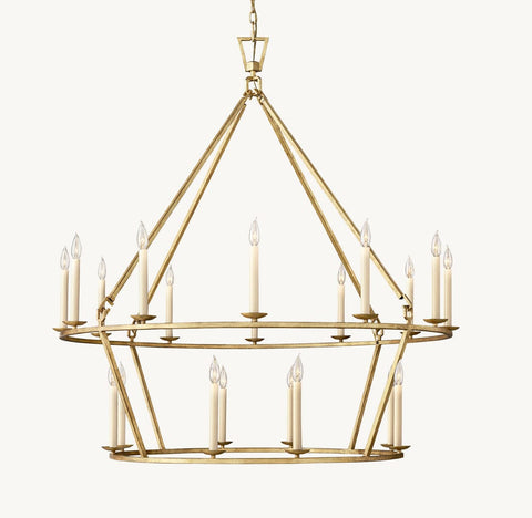 19TH C. ENGLISH OPENWORK TWO - TIER ROUND CHANDELIER 50" by Franing - Chandelier,SHOP ALL,metal chandelier,Farmhouse