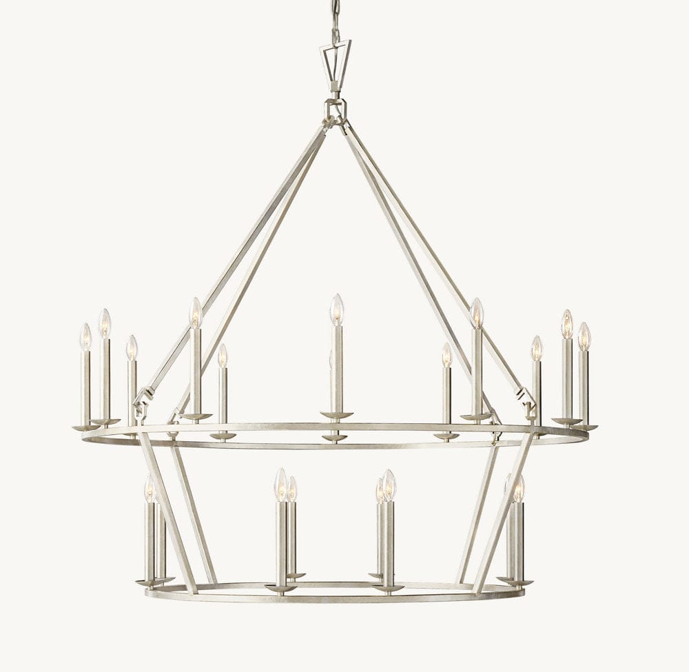 19TH C. ENGLISH OPENWORK TWO - TIER ROUND CHANDELIER 50" by Franing - Chandelier,SHOP ALL,metal chandelier,Farmhouse