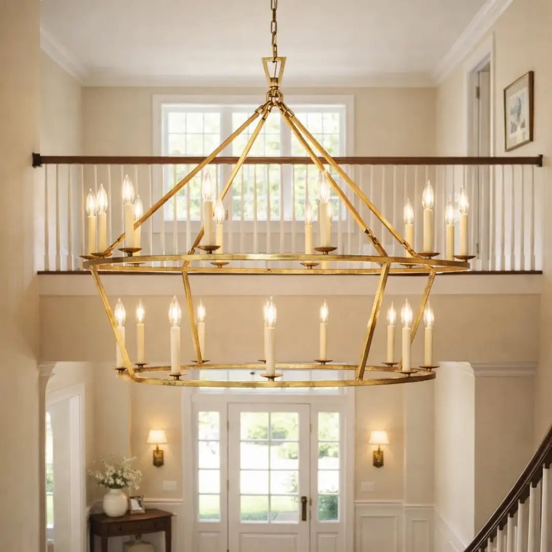 19TH C. ENGLISH OPENWORK TWO - TIER ROUND CHANDELIER 50" by Franing - Chandelier,SHOP ALL,metal chandelier,Farmhouse