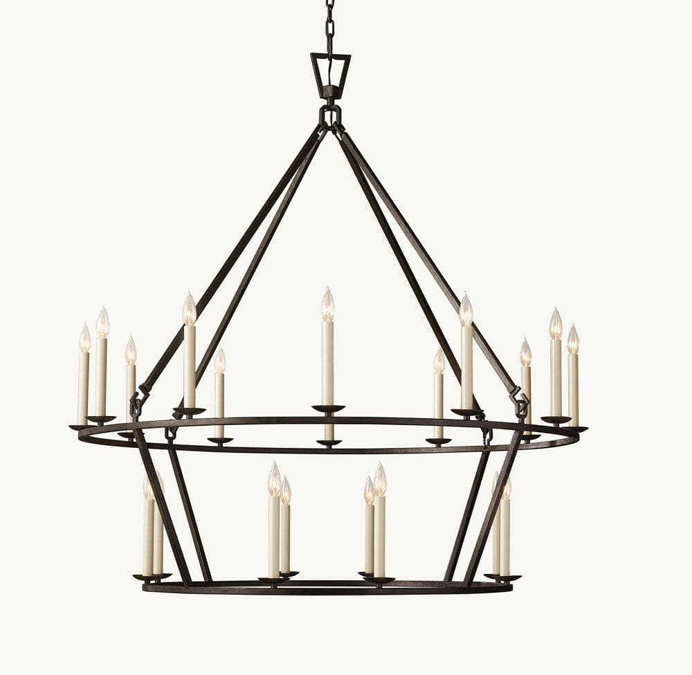 19TH C. ENGLISH OPENWORK TWO - TIER ROUND CHANDELIER 62" by Franing - Chandelier,SHOP ALL,metal chandelier,Farmhouse