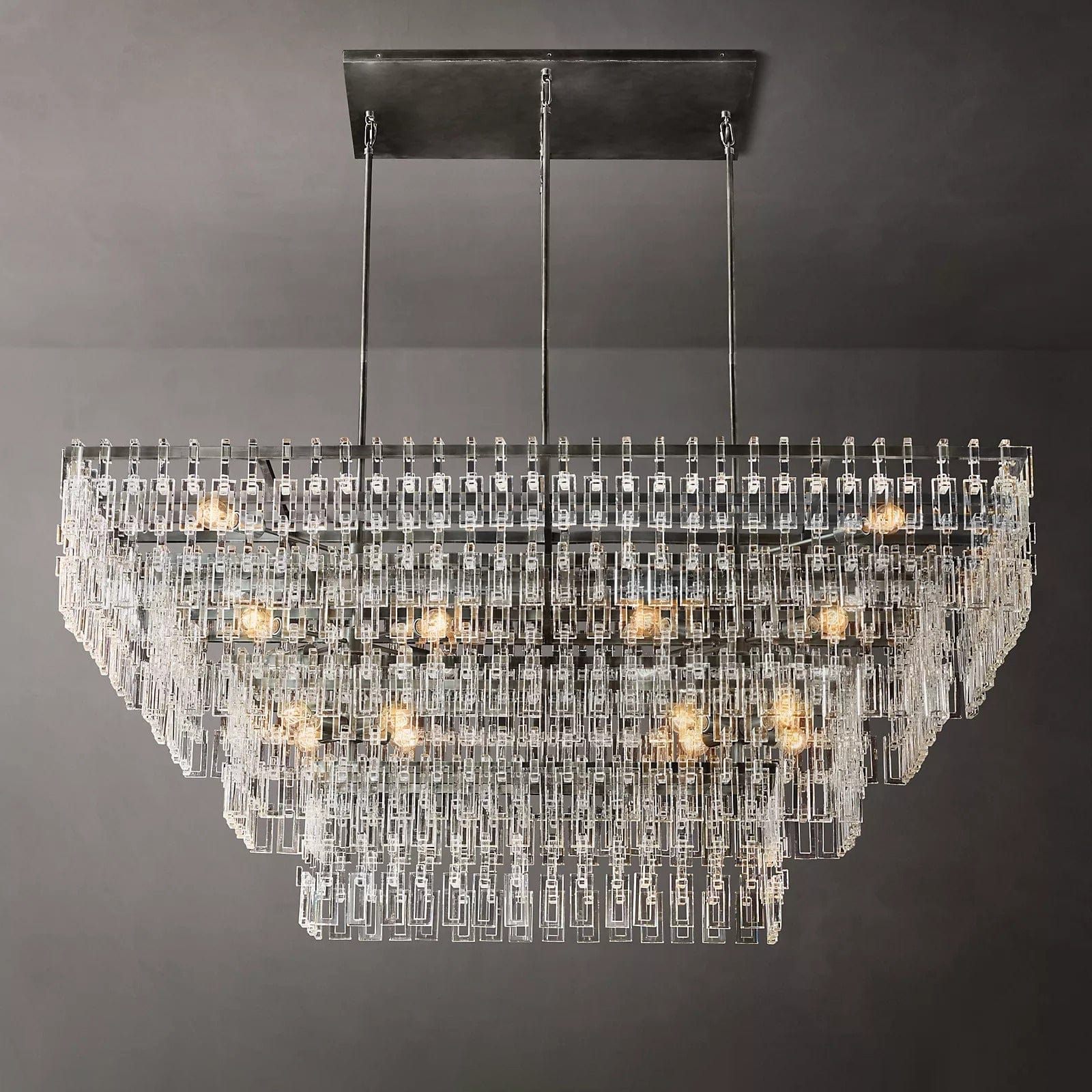 Mariogold Multi-Tier Crystal Chain Rectangle Chandelier 60" 72" - Franing