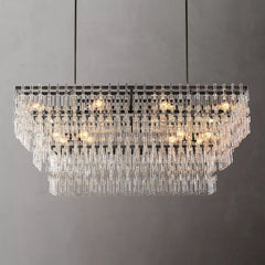 Mariogold Multi-Tier Crystal Chain Rectangle Chandelier 60" 72" - Franing
