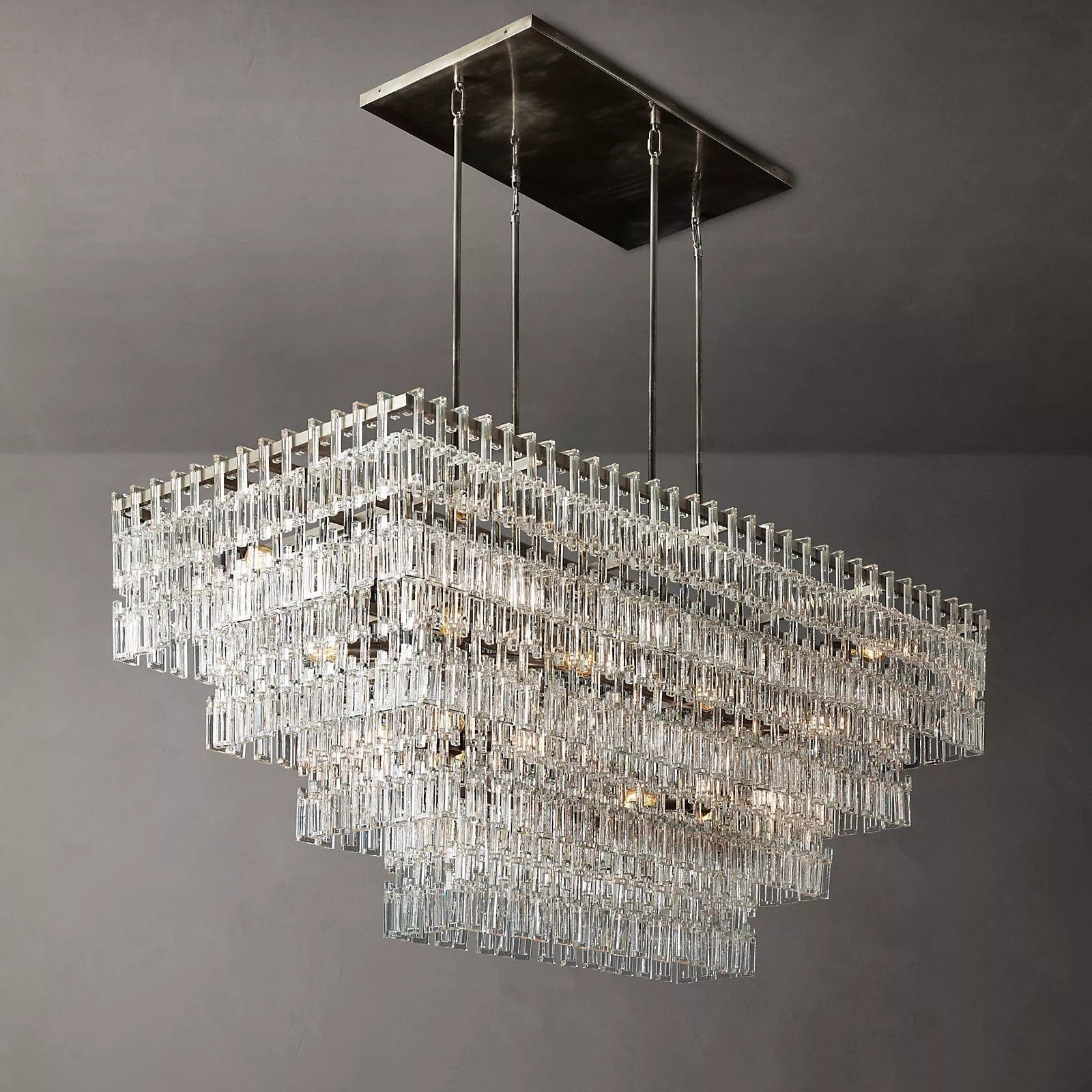 Mariogold Multi-Tier Crystal Chain Rectangle Chandelier 60" 72" - Franing