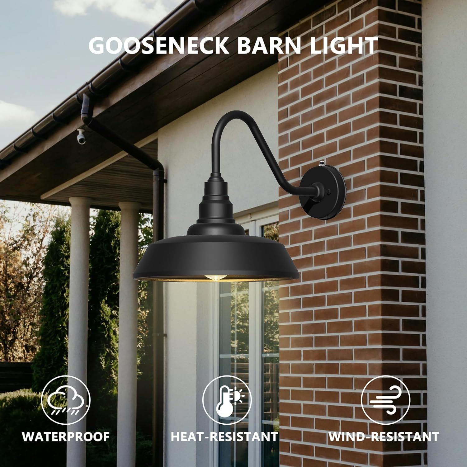 2 pack Dusk to Dawn Barn Light Large Size, Outdoor Waterproof Gooseneck Barn Light by Franing - SHOP ALL,WALL,BARN，Metal wall light