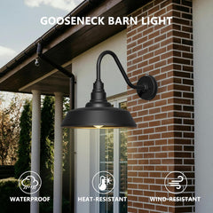 2 pack Dusk to Dawn Barn Light Large Size, Outdoor Waterproof Gooseneck Barn Light by Franing - SHOP ALL,WALL,BARN，Metal wall light
