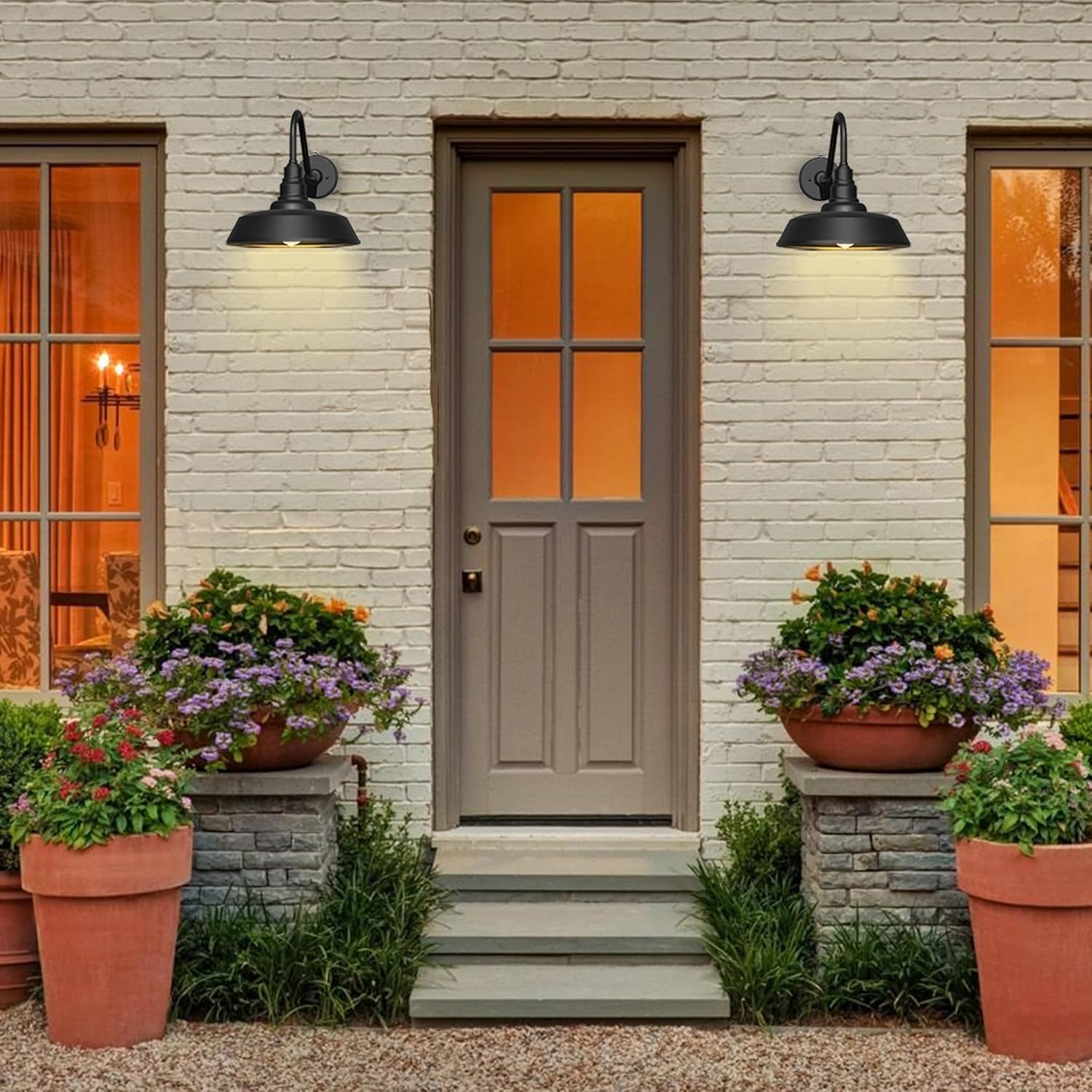 2 pack Dusk to Dawn Barn Light Large Size, Outdoor Waterproof Gooseneck Barn Light by Franing - SHOP ALL,WALL,BARN，Metal wall light