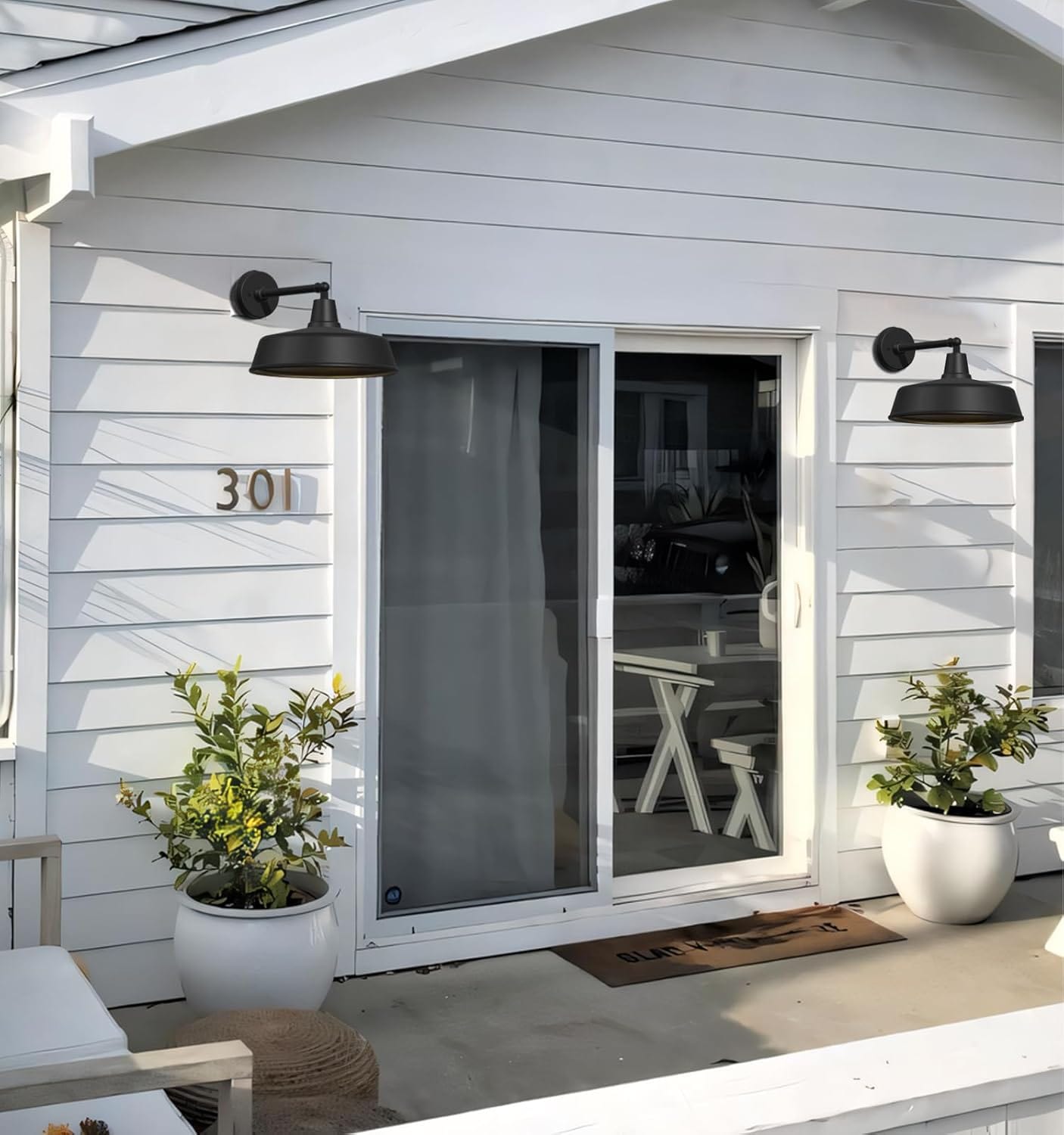 2 - Pack Outdoor Wall Lights – Modern Farmhouse Straight Arm Barn Sconces by Franing - SHOP ALL,WALL,BARN，Metal wall light