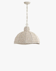 White Beaded Dome Pendant Light