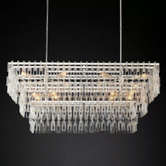 Mariogold Multi-Tier Crystal Chain Rectangle Chandelier 60" 72" - Franing