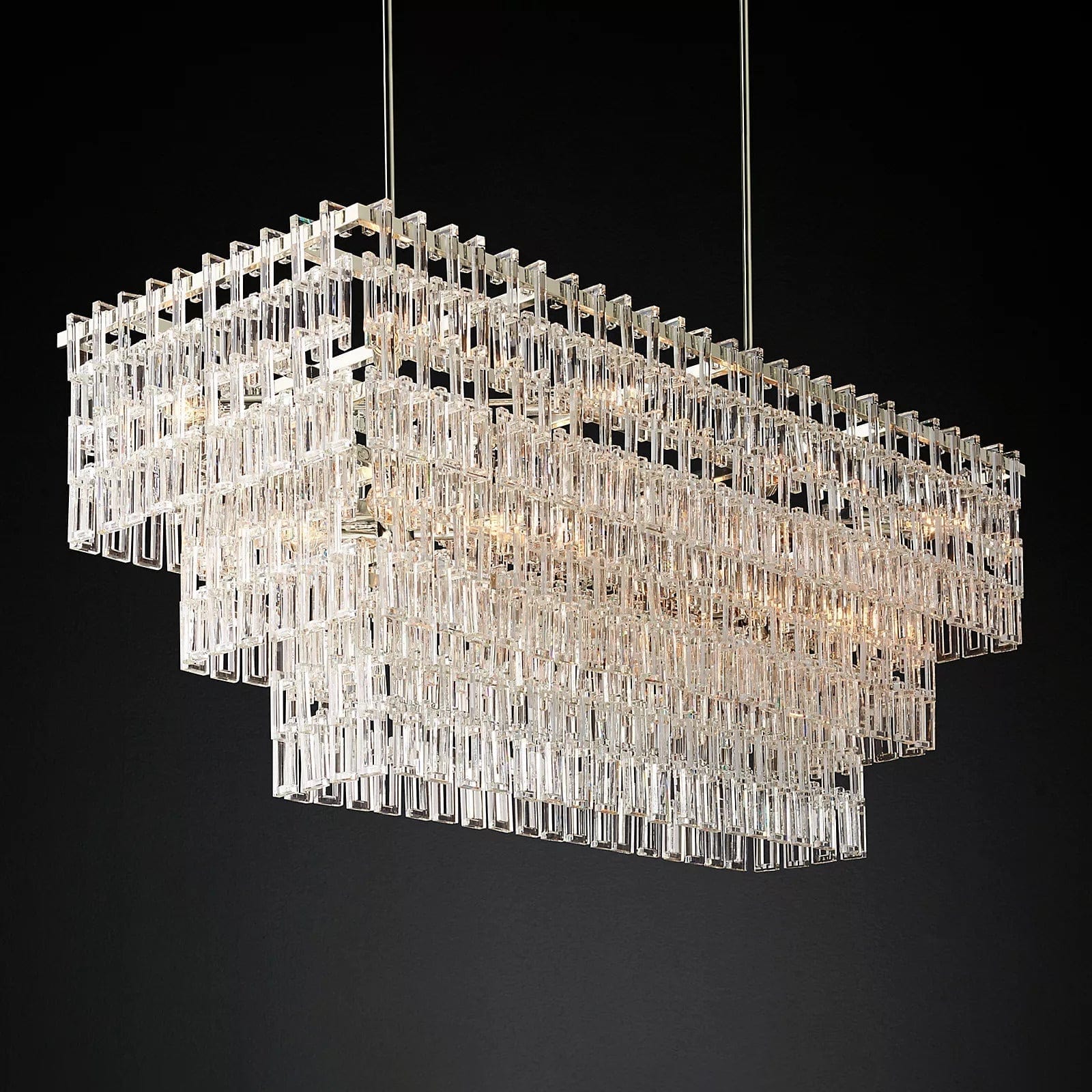 Mariogold Multi-Tier Crystal Chain Rectangle Chandelier 60" 72" - Franing