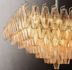 Chiara Glass Multi-Tier Square Chandelier 32"SQ - Franing