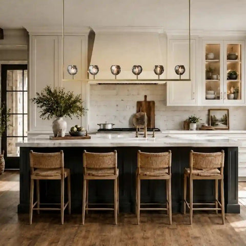 60" Crystal Ball Linear Chandelier for Kitchen Island & Dining Room | 6-Light Brass Clear Crystal by Franing - Boule .Chandelier .SHOP ALL .crystal chandelier，Island counter/dining room