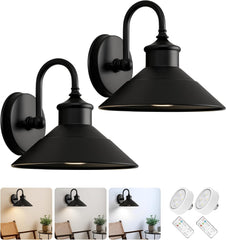 Battery-Powered Wall Light Set of 2, Black Vintage Industrial Style Wireless Wall Light, Installation Video