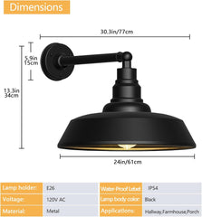 2-Pack Straight Arm Barn Lights – Outdoor Farmhouse Wall Fixtures
