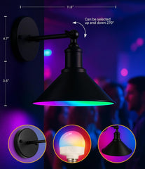 2-Pack Vintage Black Battery Wall Lights – Wireless, Dimmable, with Remote
