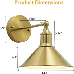 2-pack Vintage Gold Battery Operated Wall Light Set of 2, Vintage Wireless Dimmable Wall Light with Remote Control
