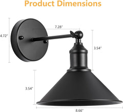 2-pack Vintage Black Battery Operated Wall Light Set of 2, Vintage Wireless Dimmable Wall Light with Remote Control