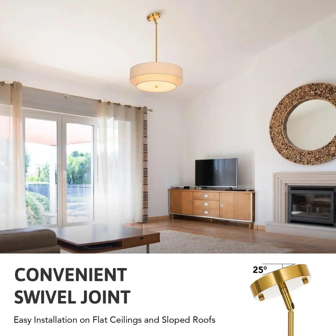 Stylish Drum Living Room Fabric Pendant Light - Franing