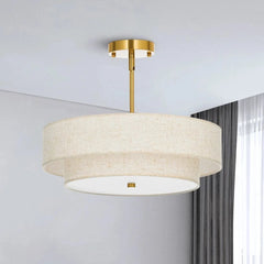 Stylish Drum Living Room Fabric Pendant Light - Franing