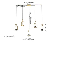 Modern Gold Multi-Light Pendant Chandelier, Adjustable Linear Ceiling Light with Clear Glass Globe Shades for Dining Room, Kitchen Island, Living Room
