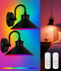 Battery-Powered Wall Light Set of 2, Black Vintage Industrial Style Wireless Wall Light, Installation Video