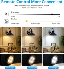 Battery-Powered Wall Light Set of 2, Black Vintage Industrial Style Wireless Wall Light, Installation Video