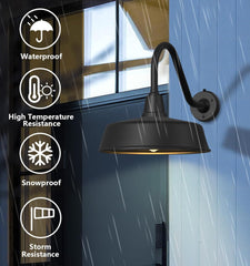 Gooseneck Barn Lights 2-Pack – Dusk to Dawn Outdoor Wall Fixtures Matte Black
